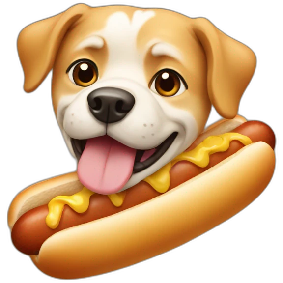 real dog in bread like hot dog emoji