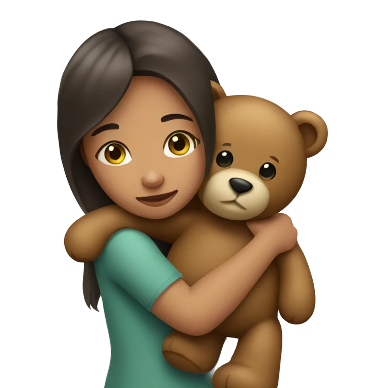girl hugging a teddy bear emoji