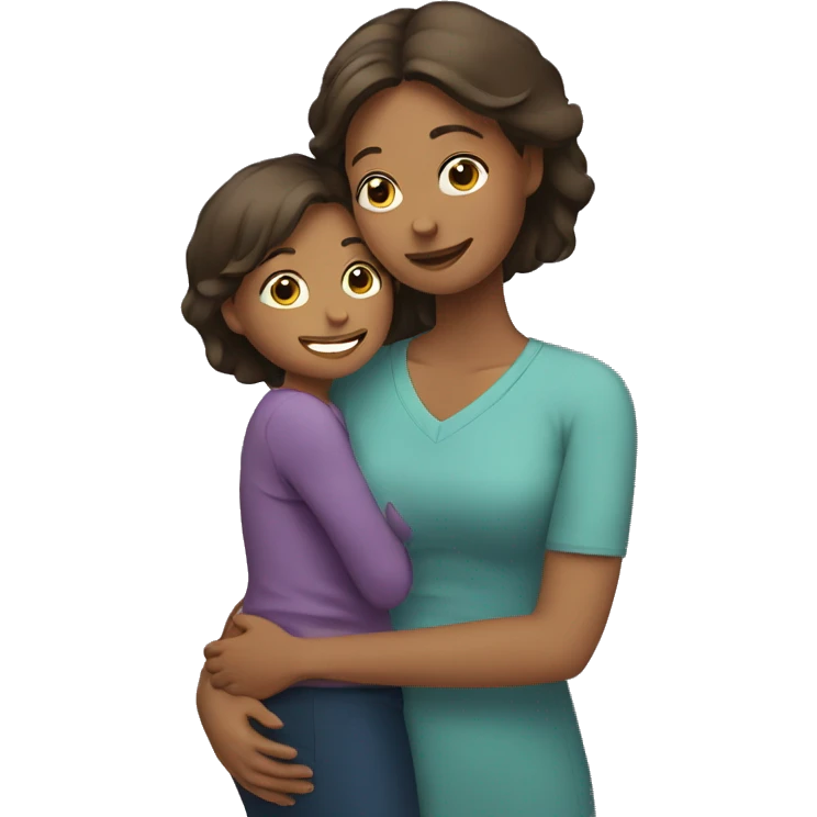 mom hugging daughter  emoji