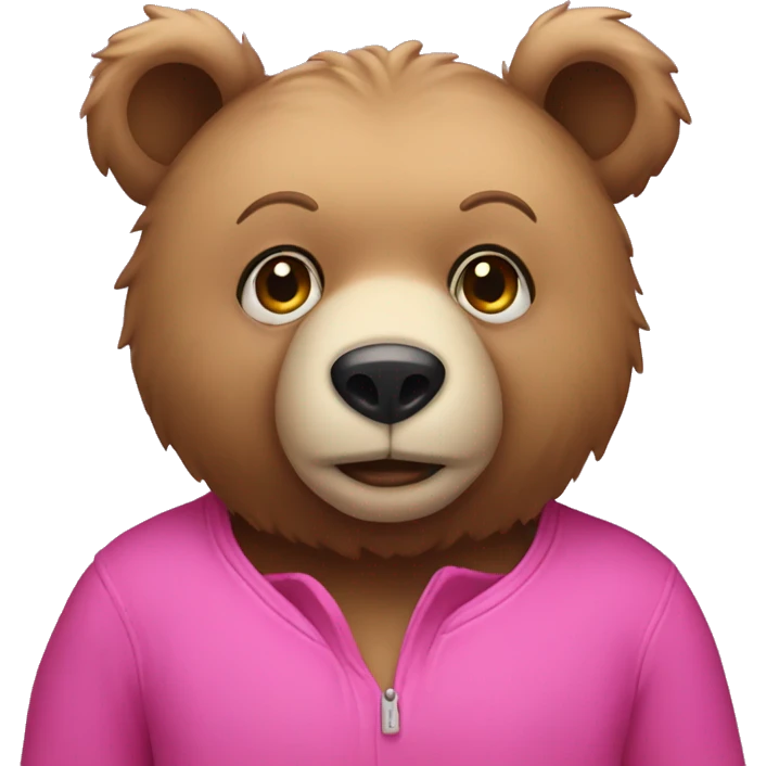 Bear wearing pink fionka emoji