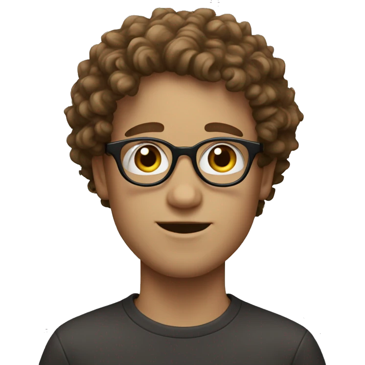 White boy, with brown curly hair, and big thin round glasses emoji