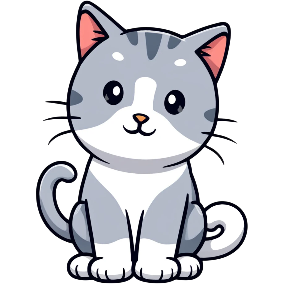 Gray and white cat emoji
