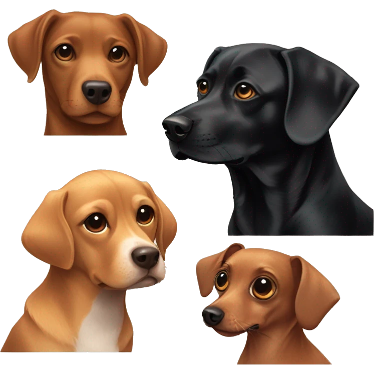 Black lab and red dachshund and brown chihuahua emoji