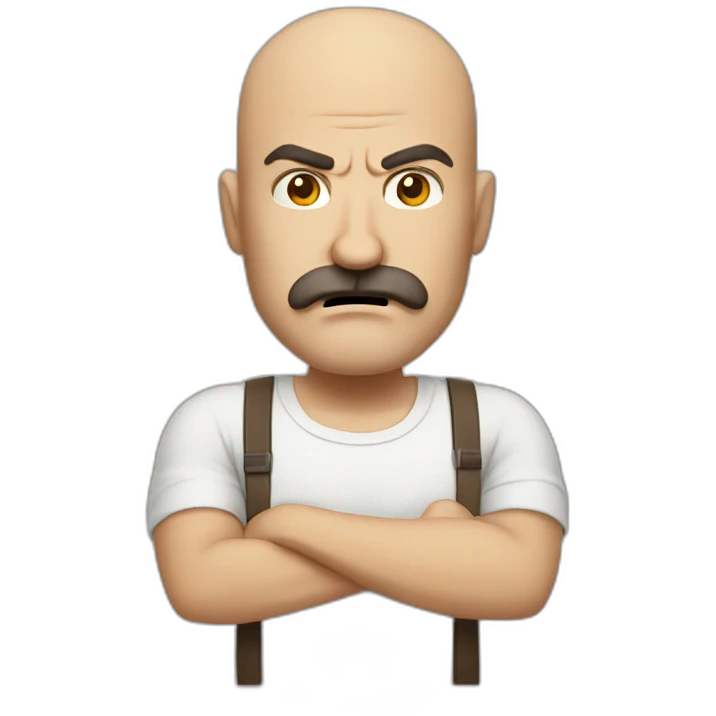 Angry Bald middle aged guy with brown hair and thick brown mustache emoji