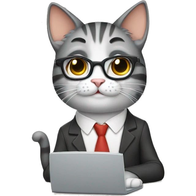 A geek cat doing computer things emoji