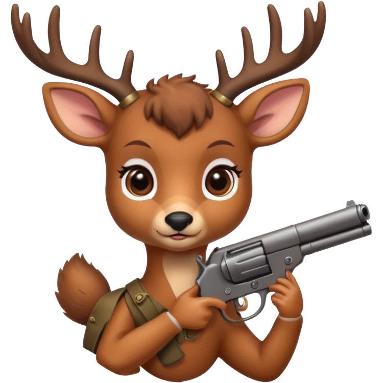 Baby deer with a gun emoji