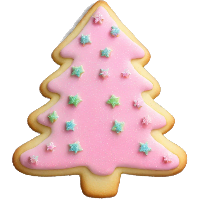 pink frosted christmas tree sugar cookie emoji