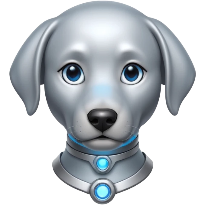 cyber labrador with futuristic metallic accents and glowing eyes emoji