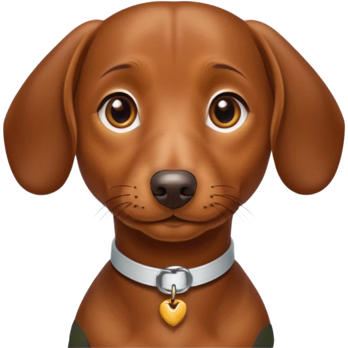 Make a brown short hair dachshund with hazel  eyes and a collar that says the name mocha emoji