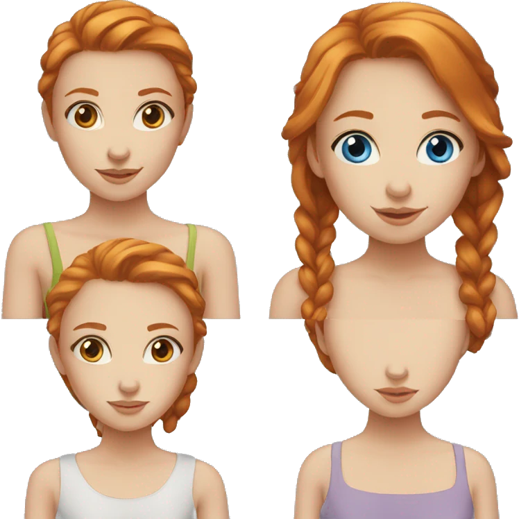 ginger girl with blue eyes with brunette girl with brown eyes emoji