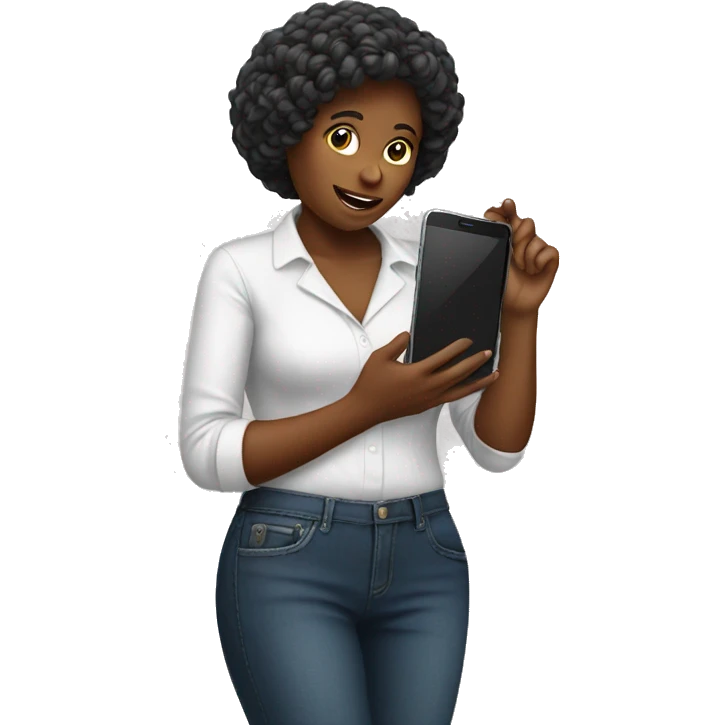 woman showing big phone emoji