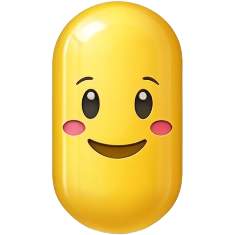 un medicament jaune sous forme de gellule avec un visage souriant emoji