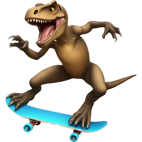 Trex doing a kick flip on a skateboard  emoji