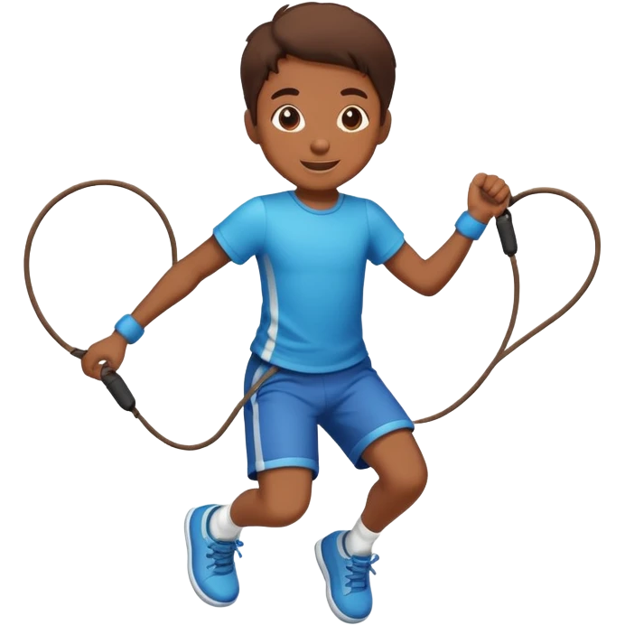 child jumping rope, cheerful expression emoji