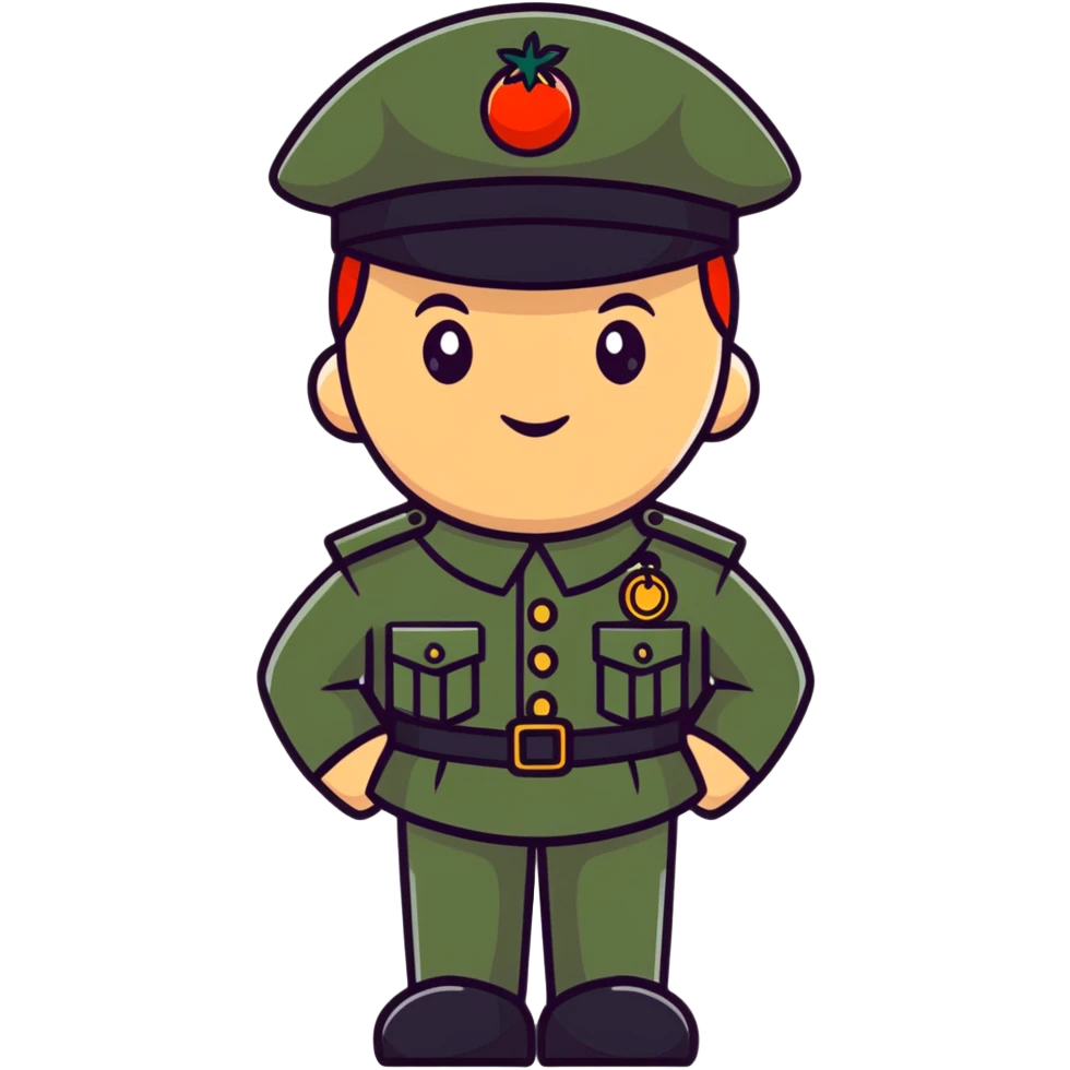 Tomato wearing Napoleon's cocked hat and military officer uniform emoji