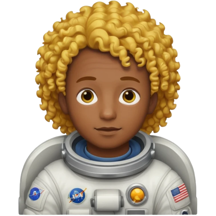 Astronauts, Young, male, dark skin, yellow curly hair emoji