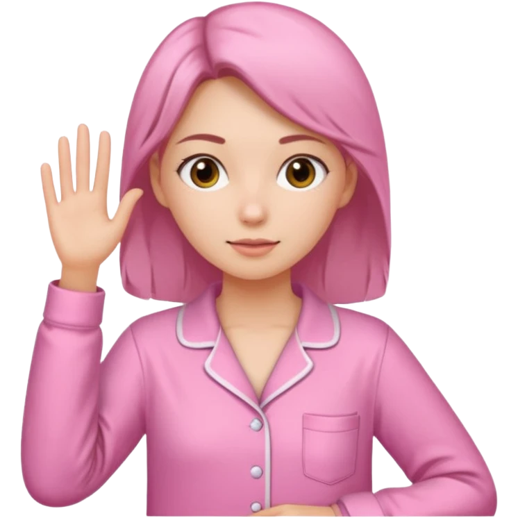 {
      "type": "human",
      "look": "pink pyjama lady, long sleeves",
    } emoji
