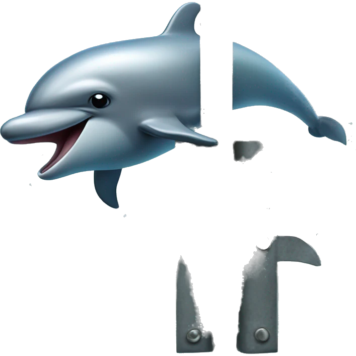 A dolphin but its head is coming up and away on a metal hinge to reveal that a cat is inside of it piloting the body underwater emoji