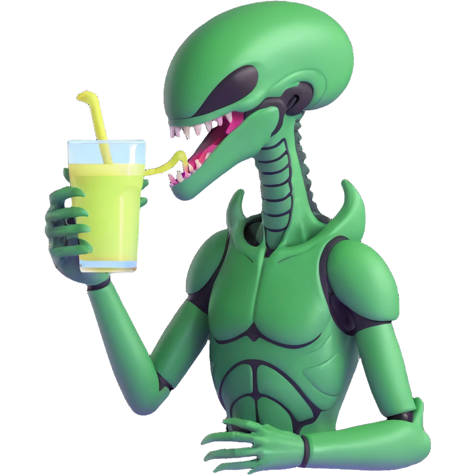xenomorph alien drinking emoji