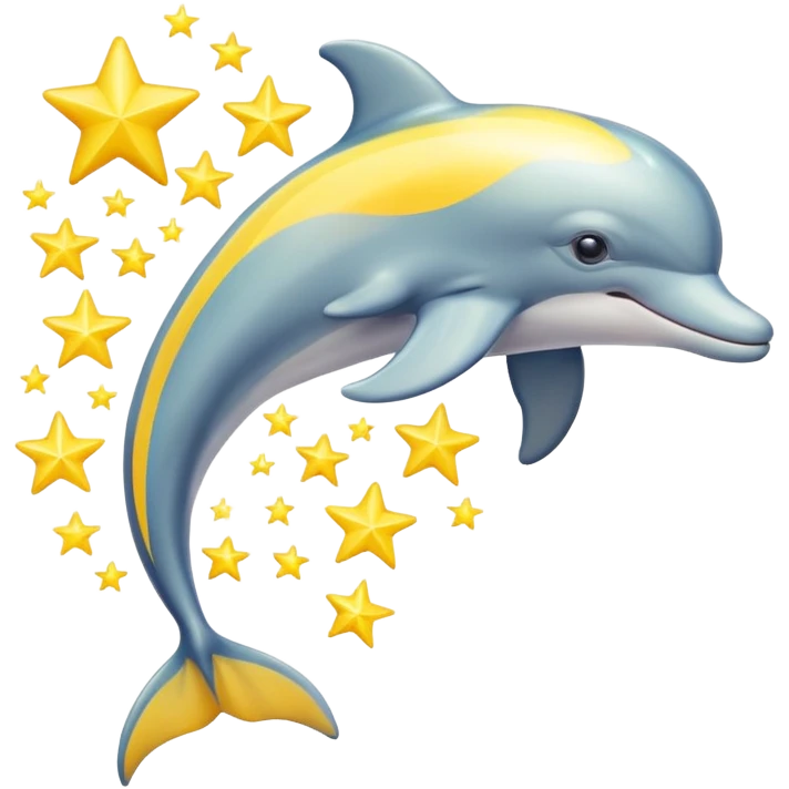 Colorful streaked yellow Dolphin with silver stars emoji