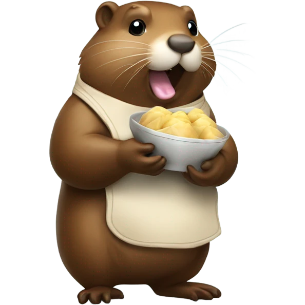 Beaver eats dumplings in full growth    emoji