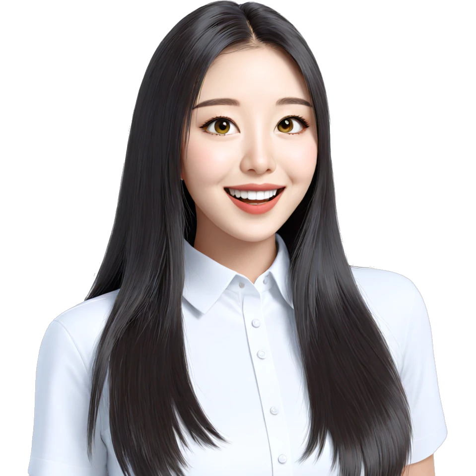smiling girl in white shirt emoji