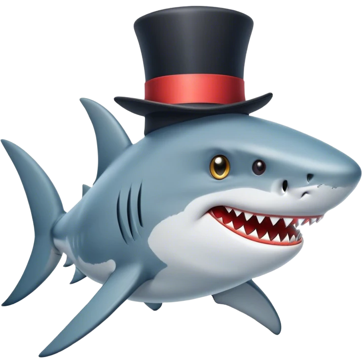 Shark with a top hat emoji