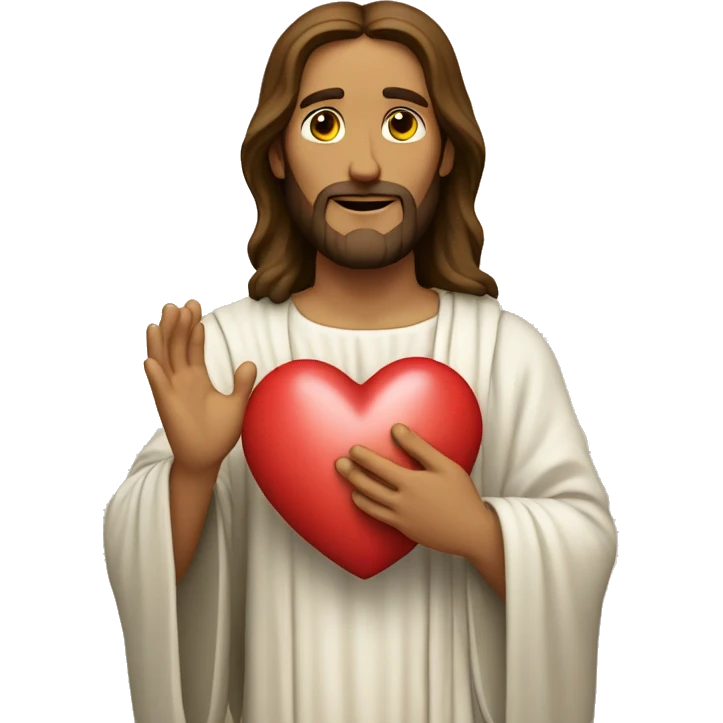 Jesus holding a heart emoji