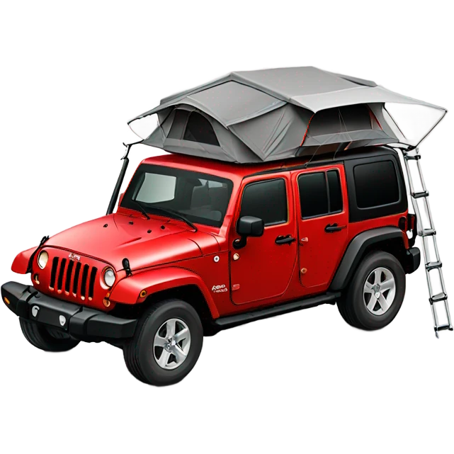 roof top tent on a red jeep wrangler  emoji