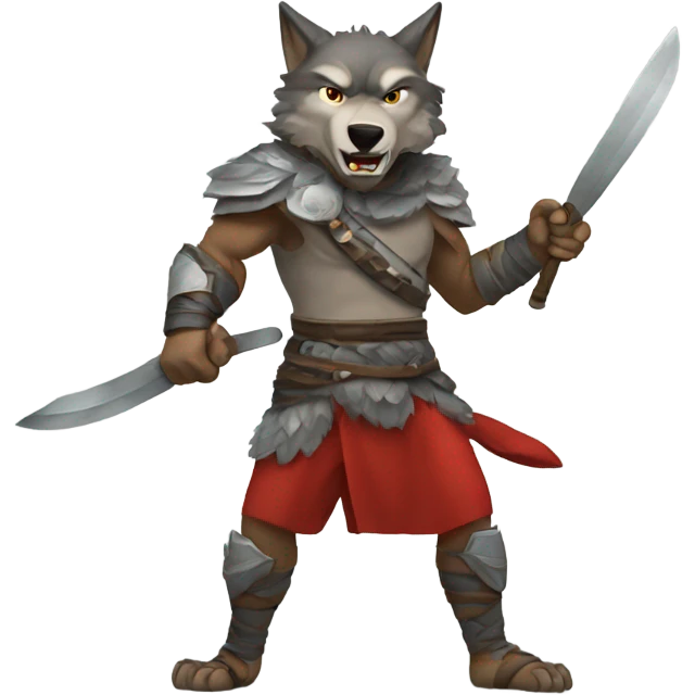 Wolf fighting warrior emoji
