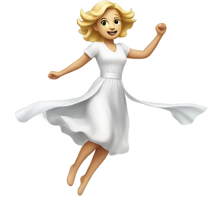A flying man in white dress and light emoji