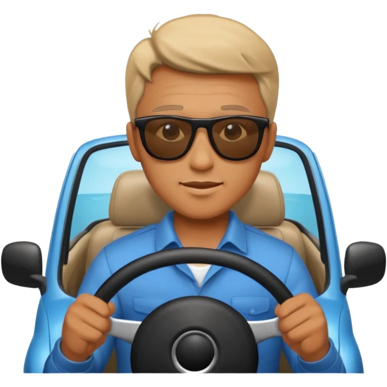 man driving a car emoji