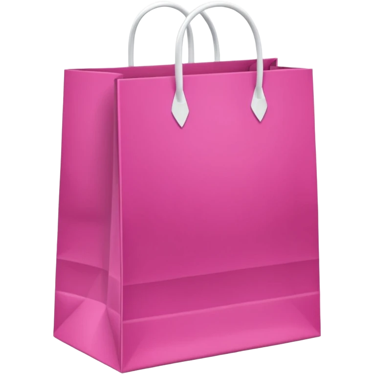 Fuchsia pink paper bag with white handles, repeating 'DRUNI' pattern in light pink and a vertical white 'DRUNI' in the center, iOS emoji style, shiny and realistic. emoji