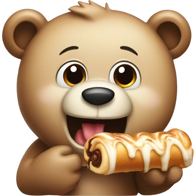 Bear eating a cinnamonroll emoji