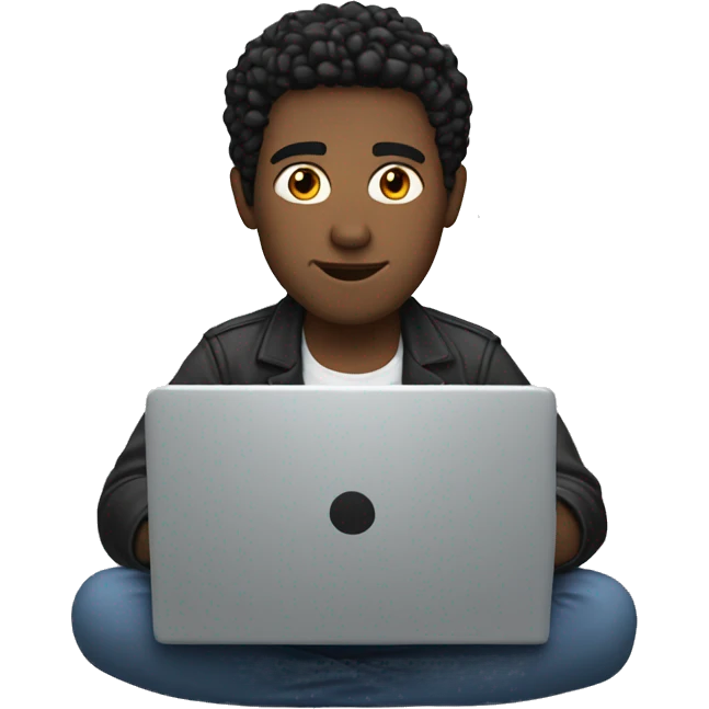 white man with black hair on his laptop emoji
