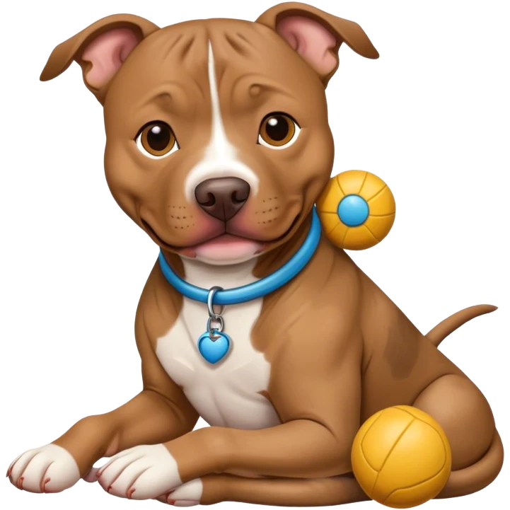 Light brown brindle pitbull with toy  emoji