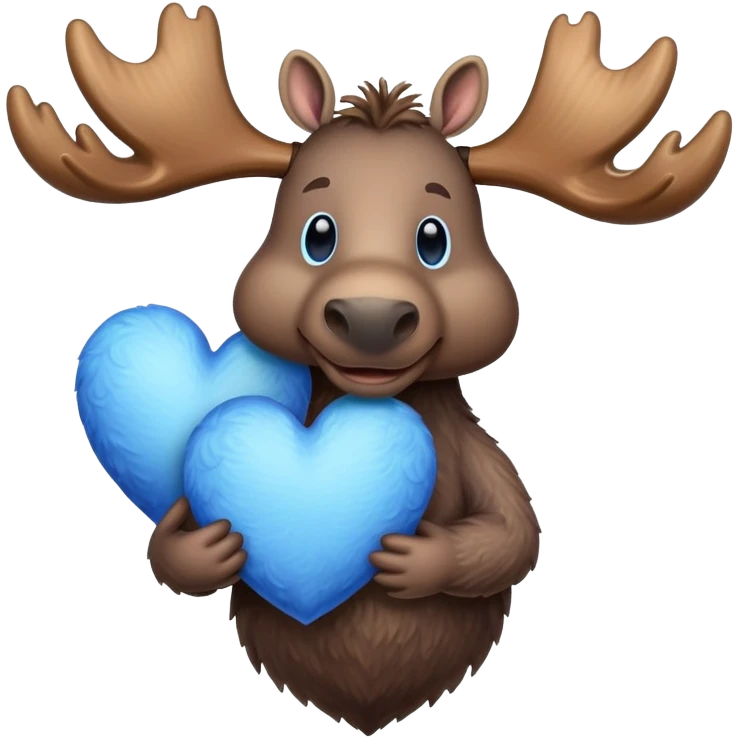 A moose holding a blue heart emoji