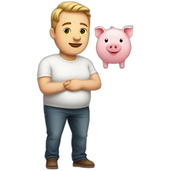 pregnant man waist-high with head pig emoji