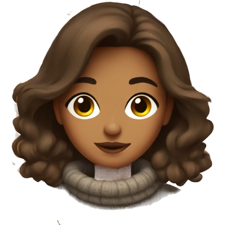 Brunette girl cozy autumn vibe wearing sweater emoji