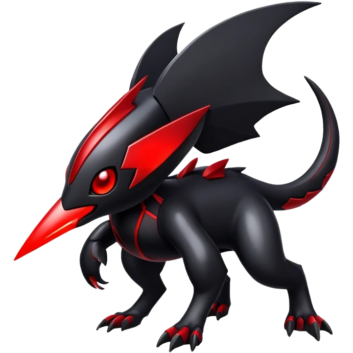 Modern futuristic black dark fakemon-creature with red accents emoji