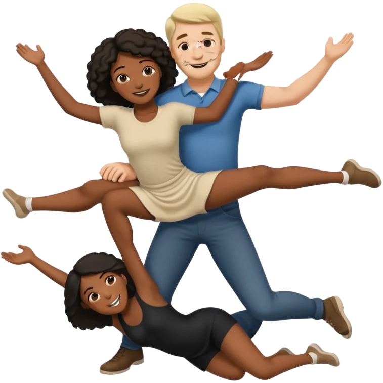 interracial couple where white man is holding black woman off the ground arms supporting her back and under her knees emoji