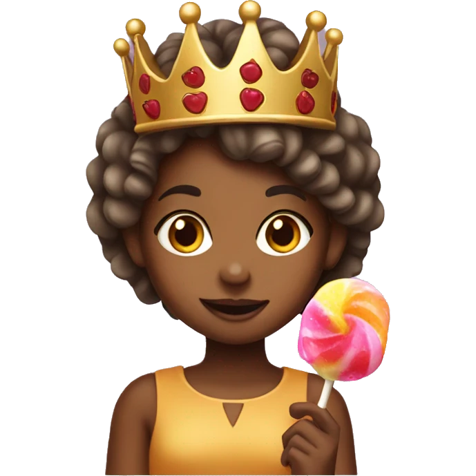 brown skin girl with a crown eating a lolly emoji
