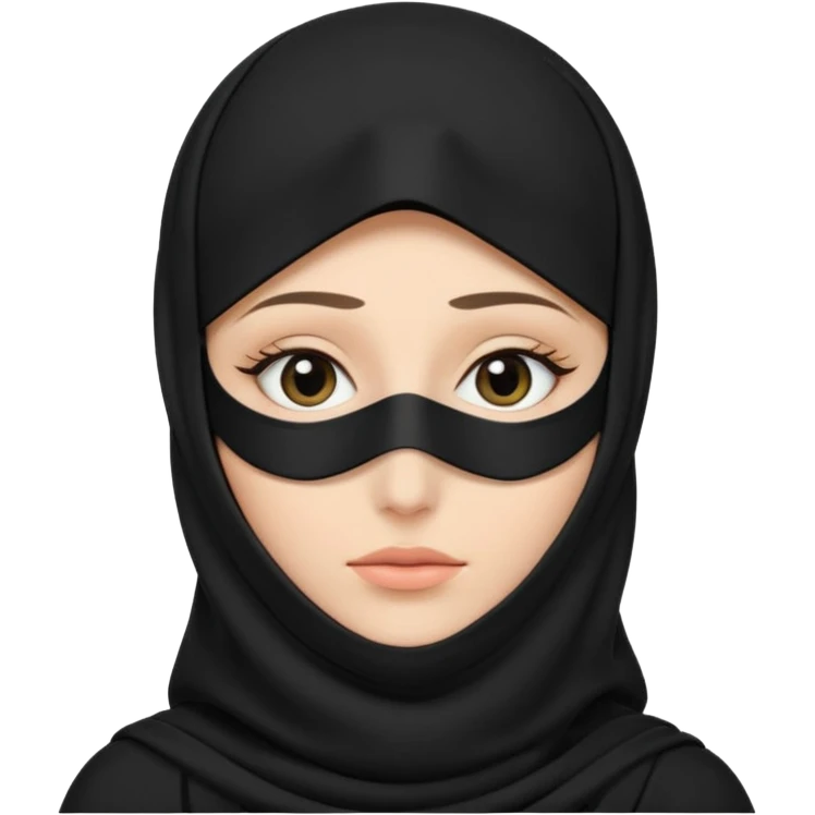 Black bedoon essm niqab wearing white women that cover their face & forhead only show eyes.no hands & any other body part showing emoji