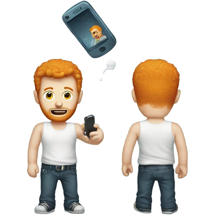 Ginger man with broken phone  emoji