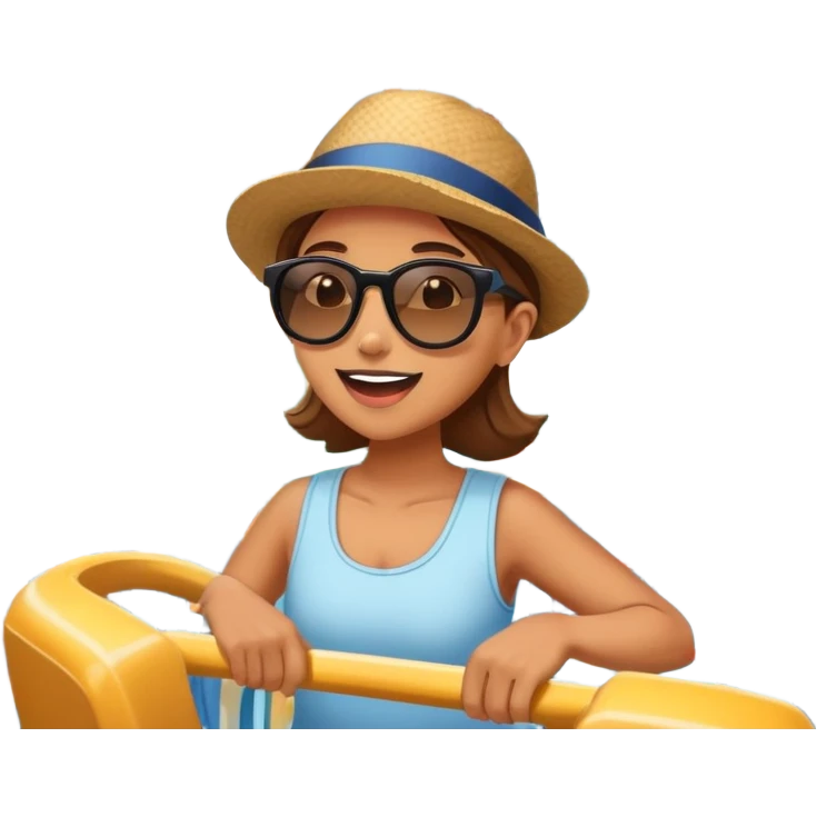 person excitedly going to an amusement park, with a roller coaster or ferris wheel in the background emoji