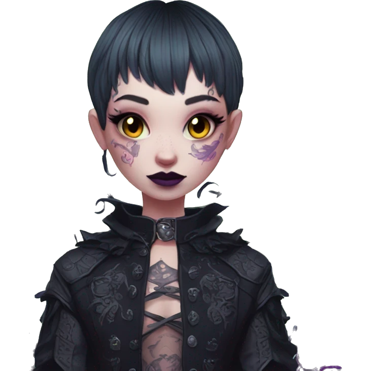 Quirky goth people Afflecks Palace unique attire with dragon bat wings and tattoos neon emoji