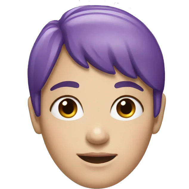 white girl with purple hair and short bangs emoji
