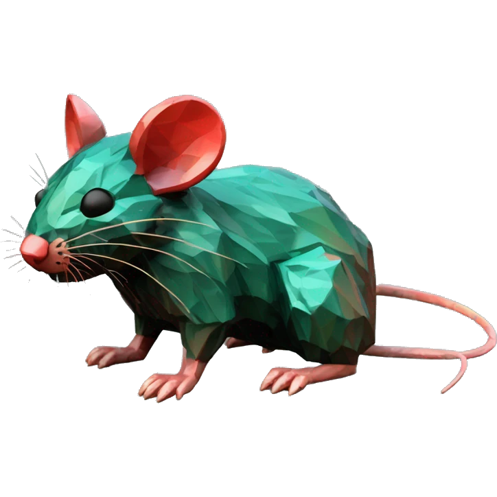 Black red gold green cyan rusty grunge effect scratched patina rat mouse puppy scorpion tail stinger pixel 3d render low poly emoji