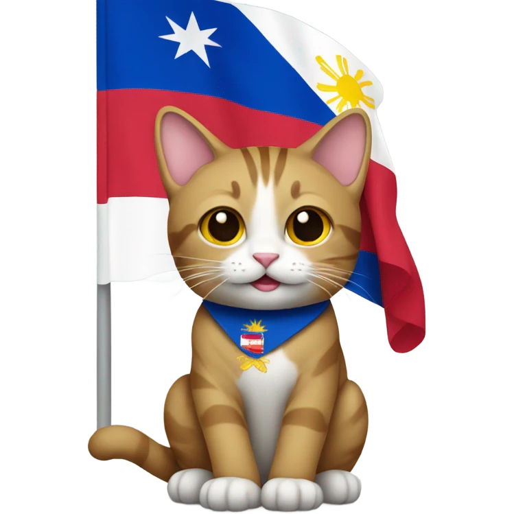 Cat holding Philippines flag emoji