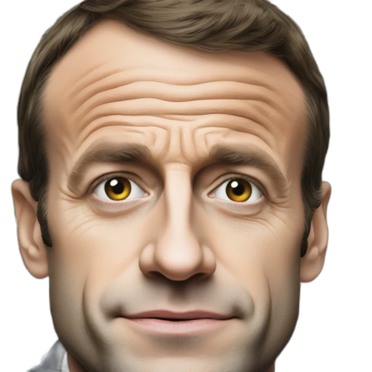 Emmanuel Macron, dollars logo instead of eyes emoji